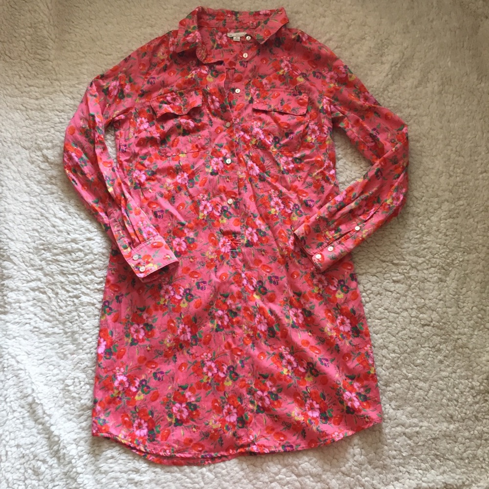 Gap Floral Collared Button Spring Print Dress Xs - image 1